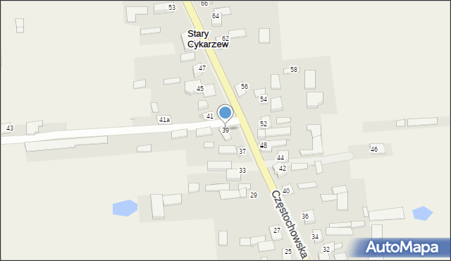 Stary Cykarzew, Częstochowska, 39, mapa Stary Cykarzew