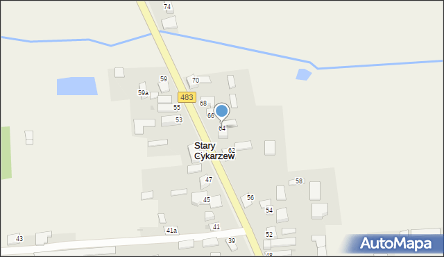 Stary Cykarzew, Częstochowska, 64, mapa Stary Cykarzew
