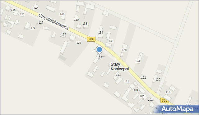 Stary Koniecpol, Częstochowska, 119, mapa Stary Koniecpol