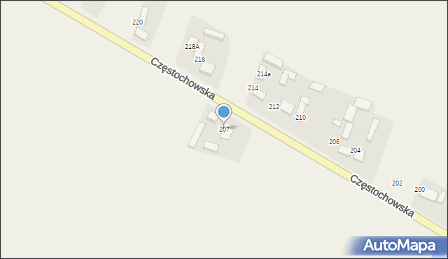 Stary Koniecpol, Częstochowska, 207, mapa Stary Koniecpol