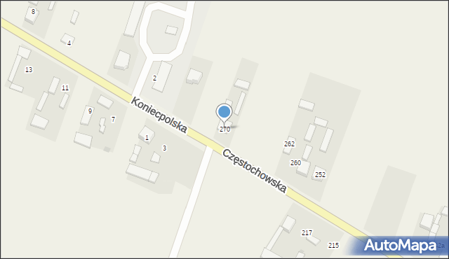 Stary Koniecpol, Częstochowska, 270, mapa Stary Koniecpol