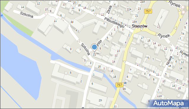 Staszów, Czysta, 11, mapa Staszów