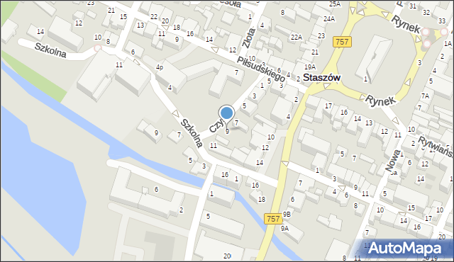 Staszów, Czysta, 9, mapa Staszów