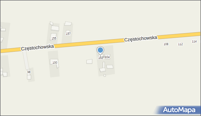 Strojec, Częstochowska, 102, mapa Strojec