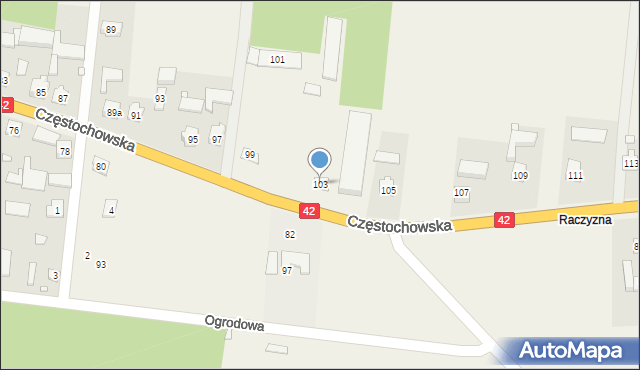 Strojec, Częstochowska, 103, mapa Strojec