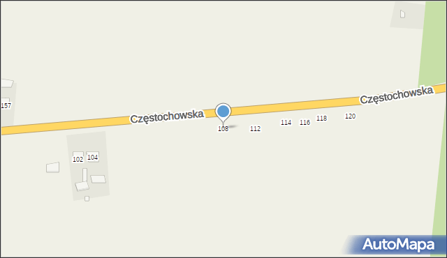 Strojec, Częstochowska, 108, mapa Strojec