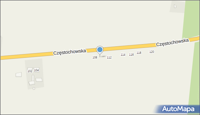 Strojec, Częstochowska, 110, mapa Strojec