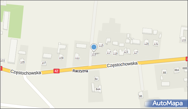 Strojec, Częstochowska, 113, mapa Strojec