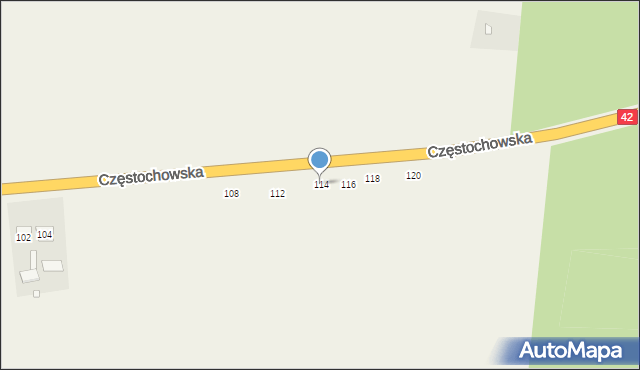 Strojec, Częstochowska, 114, mapa Strojec