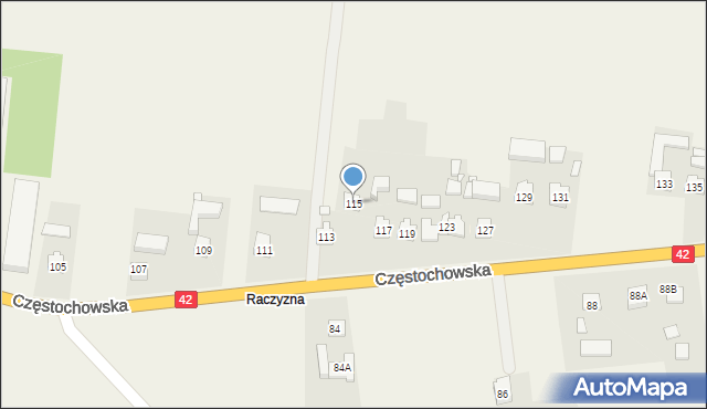 Strojec, Częstochowska, 115, mapa Strojec