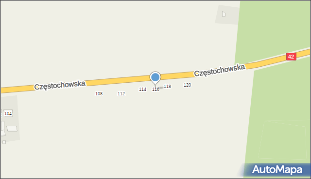 Strojec, Częstochowska, 116, mapa Strojec