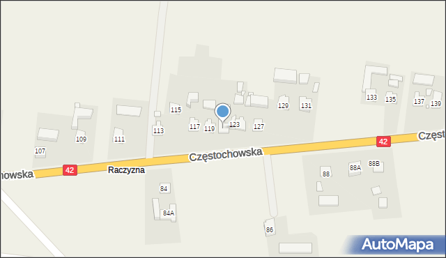 Strojec, Częstochowska, 121, mapa Strojec