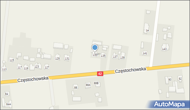 Strojec, Częstochowska, 133, mapa Strojec