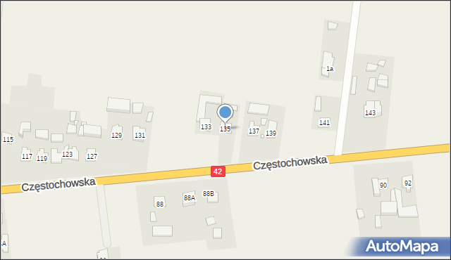 Strojec, Częstochowska, 135, mapa Strojec