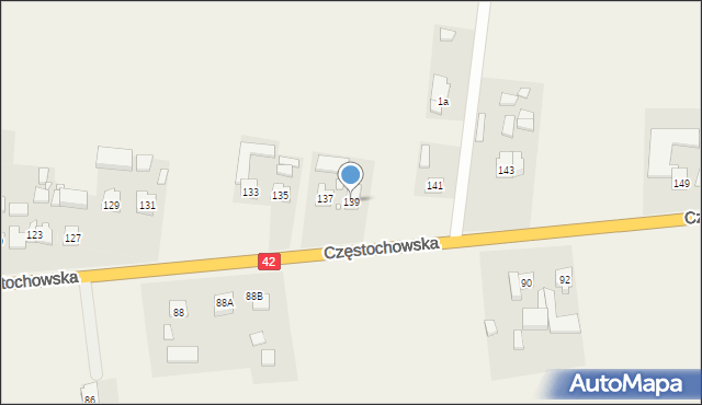 Strojec, Częstochowska, 139, mapa Strojec