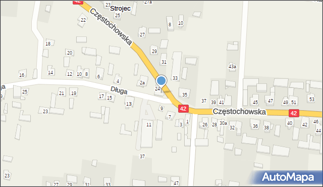 Strojec, Częstochowska, 24a, mapa Strojec