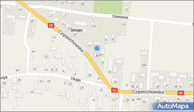 Strojec, Częstochowska, 29, mapa Strojec