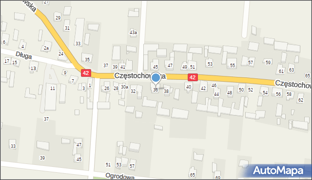 Strojec, Częstochowska, 36, mapa Strojec