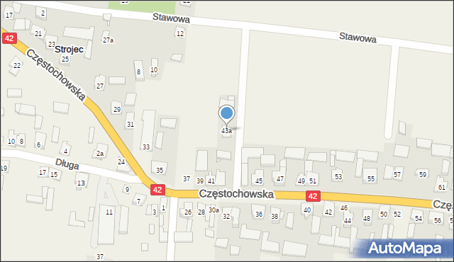 Strojec, Częstochowska, 43a, mapa Strojec