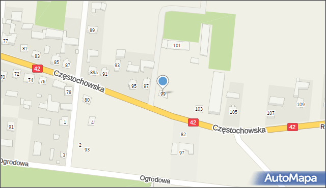 Strojec, Częstochowska, 99, mapa Strojec