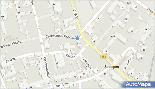 Strzegom, Czerwonego Krzyża, 1, mapa Strzegom