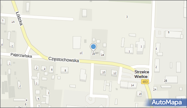 Strzelce Wielkie, Częstochowska, 1b, mapa Strzelce Wielkie