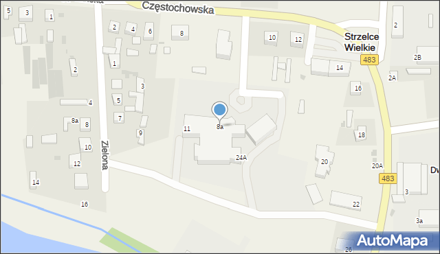 Strzelce Wielkie, Częstochowska, 8a, mapa Strzelce Wielkie