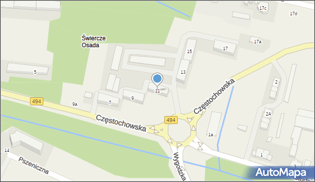 Świercze, Częstochowska, 11, mapa Świercze