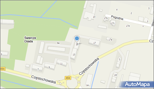 Świercze, Częstochowska, 15, mapa Świercze