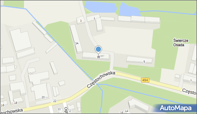 Świercze, Częstochowska, 3B, mapa Świercze