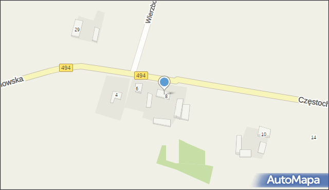 Świercze, Częstochowska, 8a, mapa Świercze