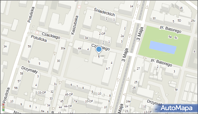 Szczecin, Czackiego Tadeusza, 5, mapa Szczecina