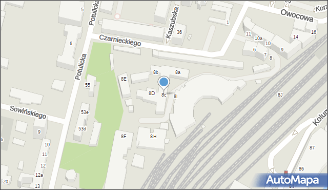 Szczecin, Czarnieckiego Stefana, hetm., 8c, mapa Szczecina