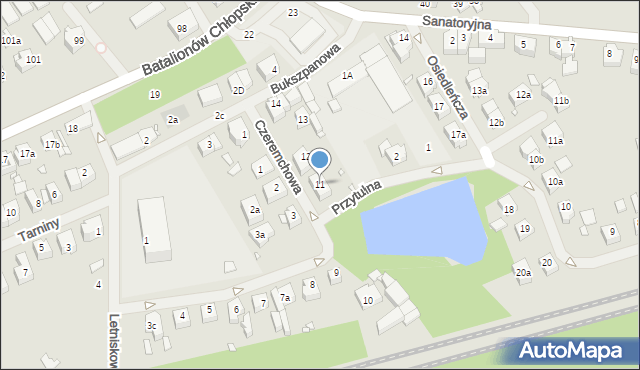 Szczecin, Czeremchowa, 11, mapa Szczecina