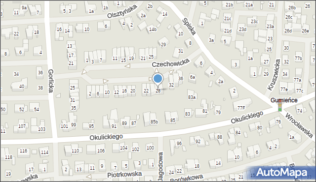 Szczecin, Czechowicka, 28, mapa Szczecina