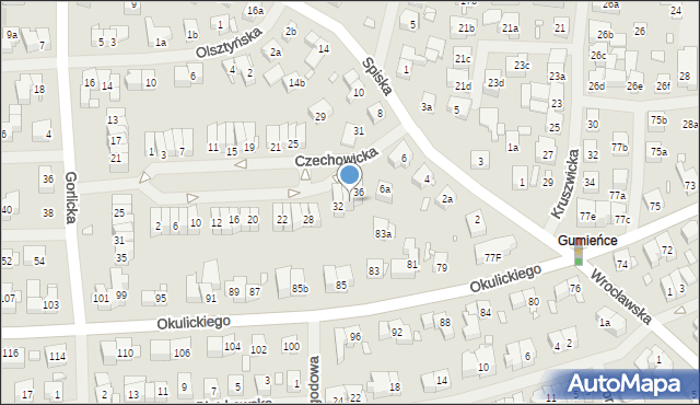 Szczecin, Czechowicka, 34, mapa Szczecina