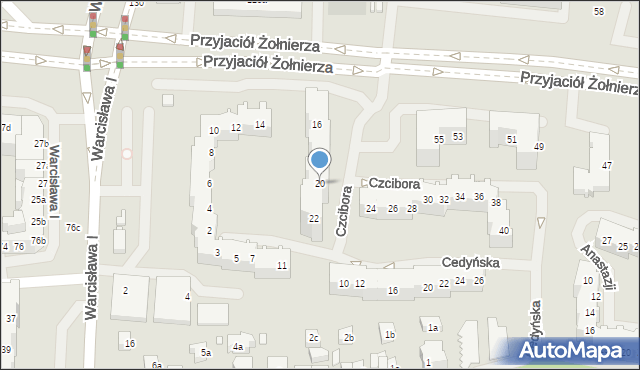 Szczecin, Czcibora, 20, mapa Szczecina