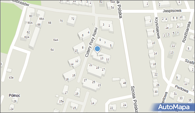 Szczecin, Cztery Pory Roku, 15, mapa Szczecina