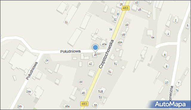 Szczerców, Częstochowska, 40, mapa Szczerców