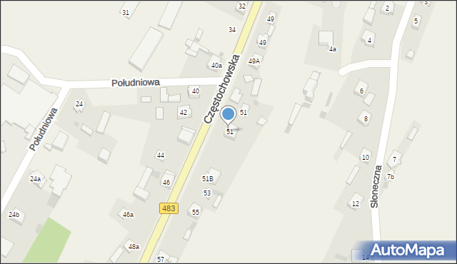 Szczerców, Częstochowska, 51A, mapa Szczerców