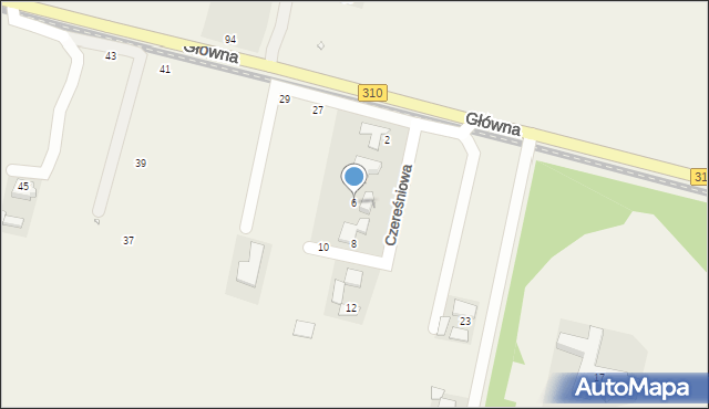 Szymanowo, Czereśniowa, 6, mapa Szymanowo