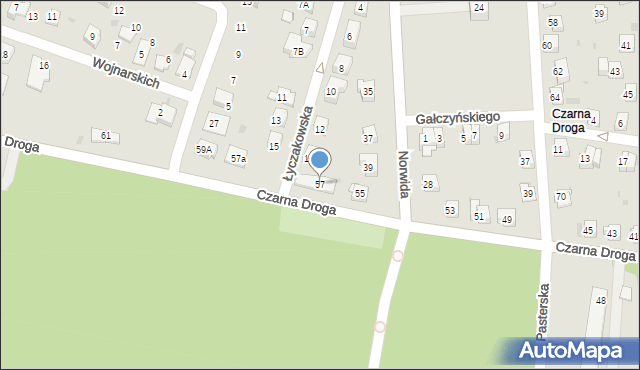 Tarnów, Czarna Droga, 57, mapa Tarnów