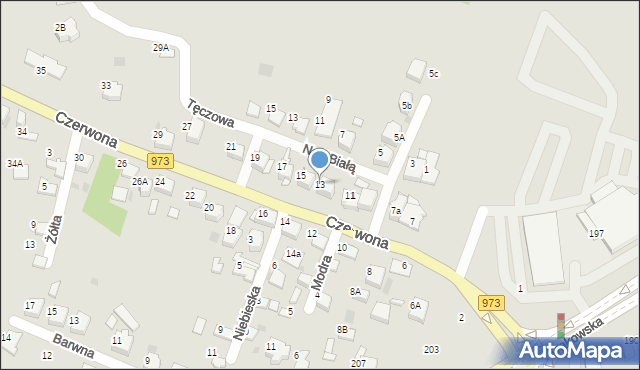 Tarnów, Czerwona, 13, mapa Tarnów