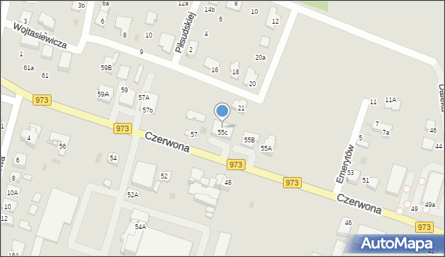 Tarnów, Czerwona, 55c, mapa Tarnów