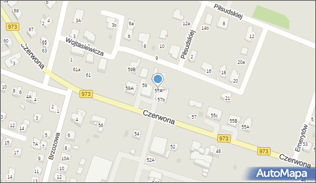 Tarnów, Czerwona, 57A, mapa Tarnów