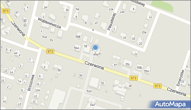 Tarnów, Czerwona, 57b, mapa Tarnów