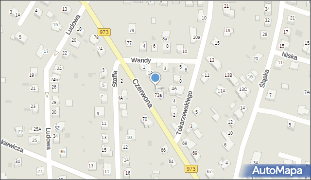 Tarnów, Czerwona, 73, mapa Tarnów