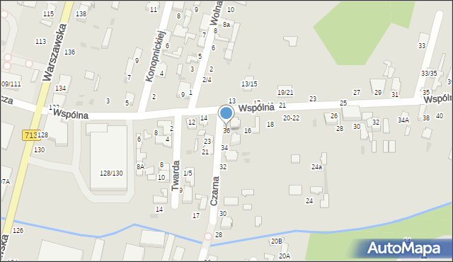 Tomaszów Mazowiecki, Czarna, 36, mapa Tomaszów Mazowiecki