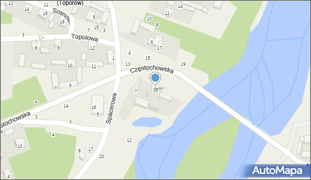 Toporów, Częstochowska, 18, mapa Toporów