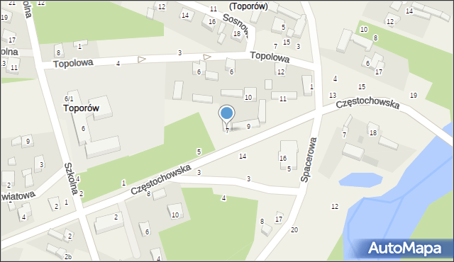 Toporów, Częstochowska, 7, mapa Toporów